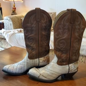 Cow hide Western boots W 7.5 Vintage Leather Cowboy Cowgirl